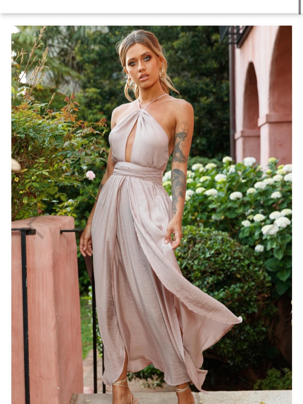 Selfie Leslie Dusty Rose Halter Maxi Dress